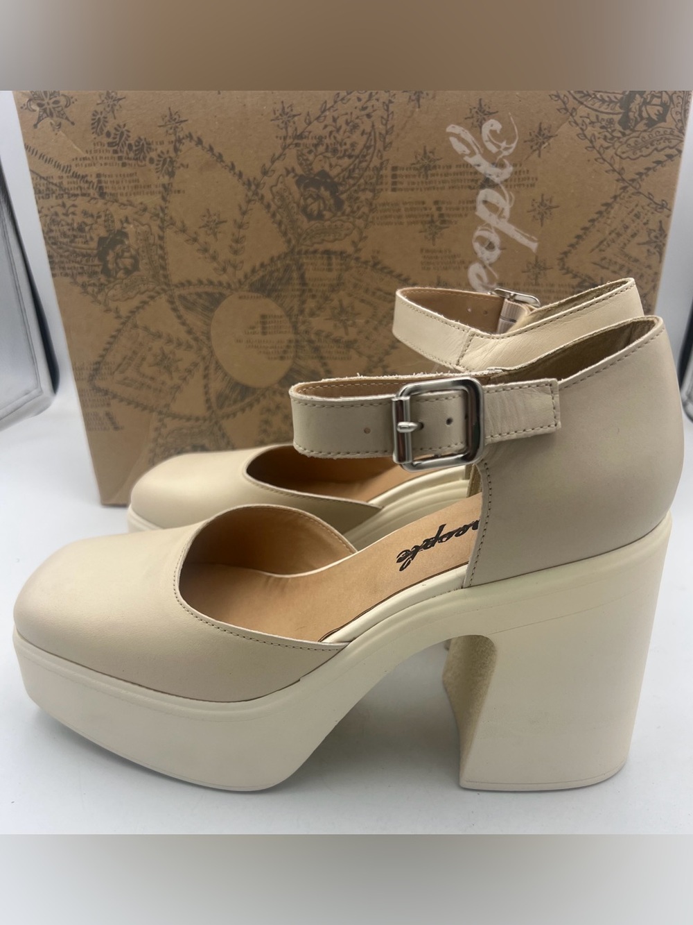 Free People Gwen Platform Block Heel Mary Jane Pumps AnkleStrap Women’s EU39 NEW - Picture 4 of 13
